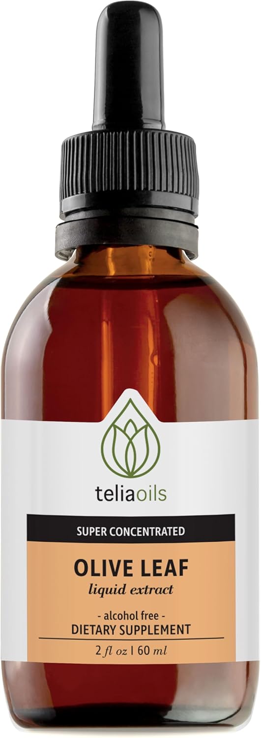 Organic Greek Olive Leaf Glycerin Extract with Antioxidant Oleuropein - Pure, Potent, Non-GMO, Vegan, Gluten-Free - Alcohol-Free - 2 fl oz