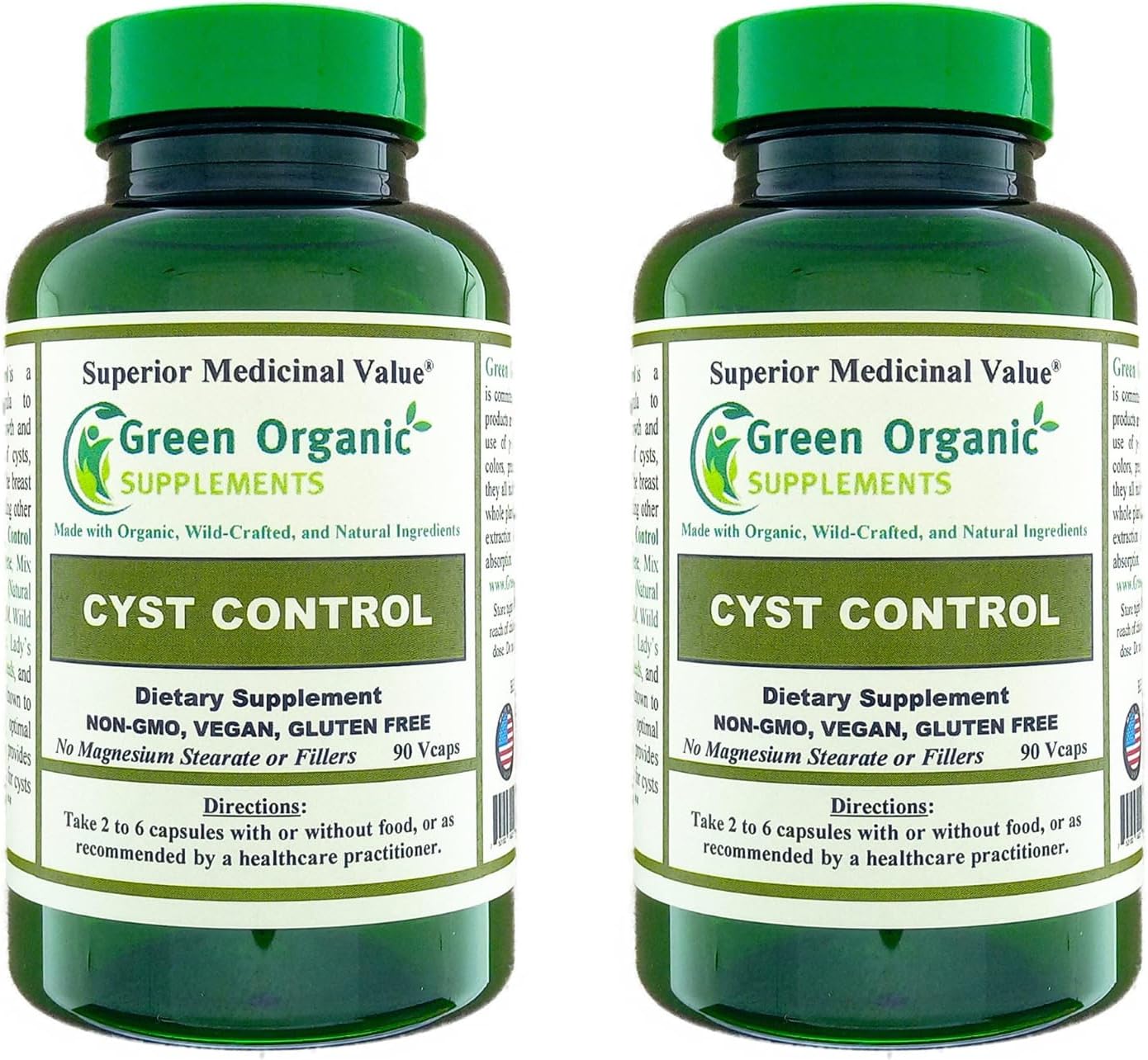 Organic Green Supplements for Breast Cysts - 90 VCaps, Non-GMO, High Absorption, Gluten-Free - Pack of 2