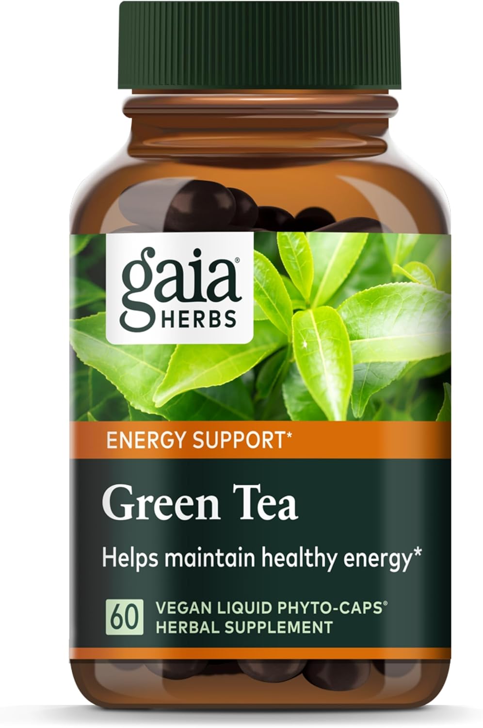 Organic Green Tea Leaf Extract Capsules for Healthy Weight and Energy - 60 Vegan Liquid Phyto-Caps