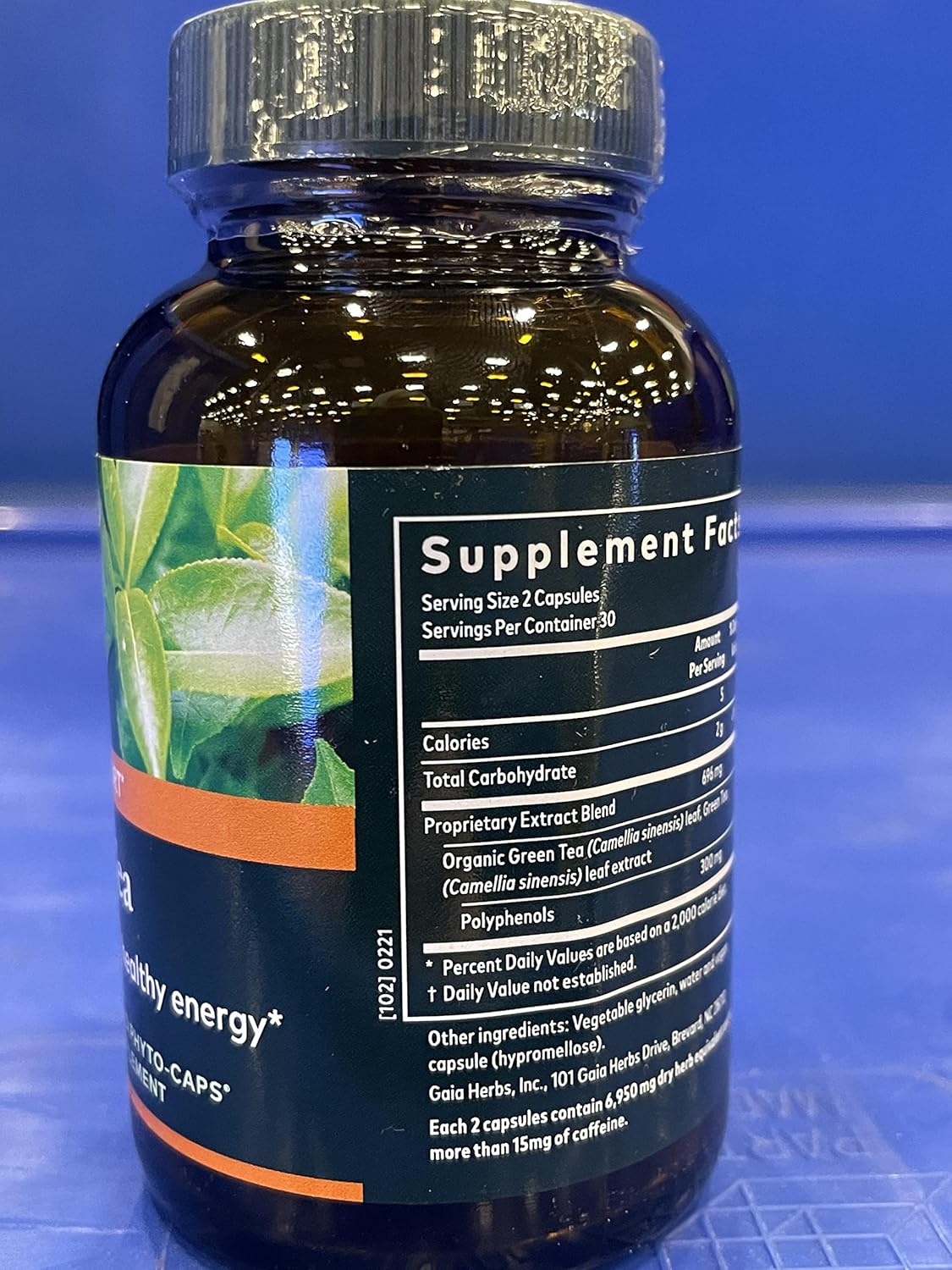 Organic Green Tea Leaf Extract Capsules for Healthy Weight and Energy - 60 Vegan Liquid Phyto-Caps