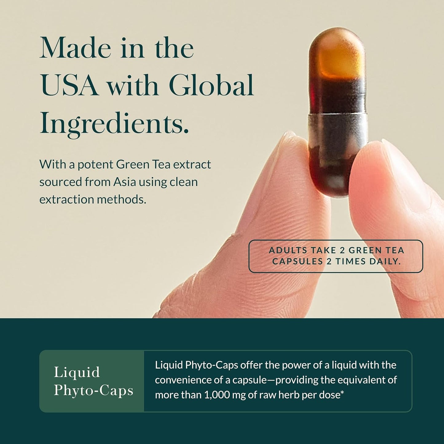 Organic Green Tea Leaf Extract Capsules for Healthy Weight and Energy - 60 Vegan Liquid Phyto-Caps