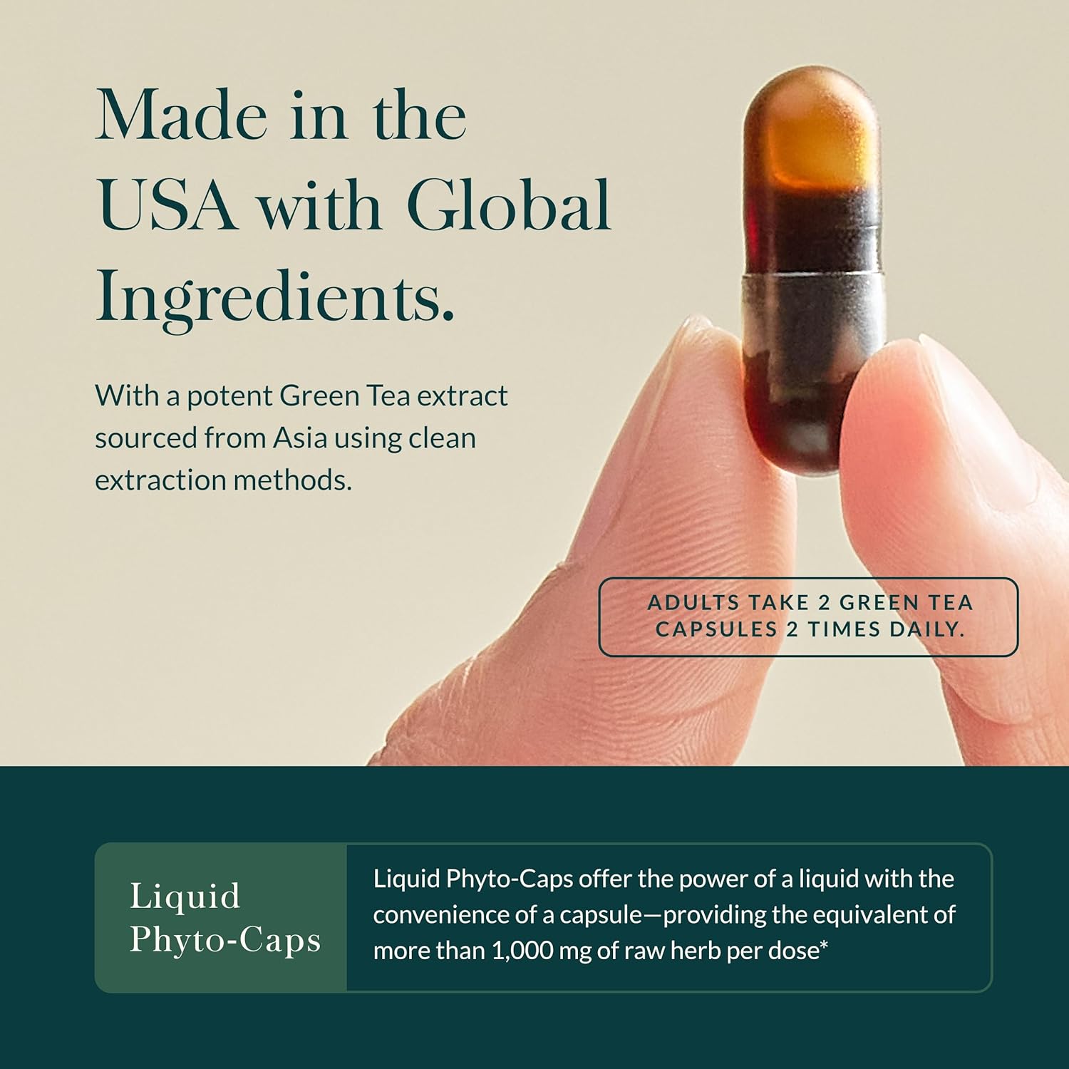 Organic Green Tea Leaf Extract Capsules for Healthy Weight and Energy - 60 Vegan Liquid Phyto-Caps
