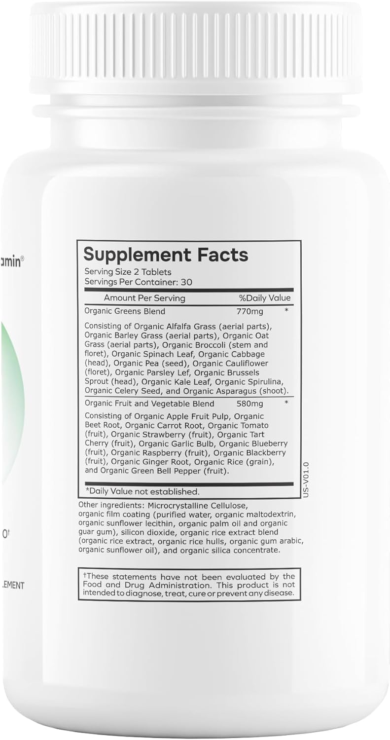 Organic Greens Tablets with Fruit and Vegetable Blend - envitamin Green Fuel