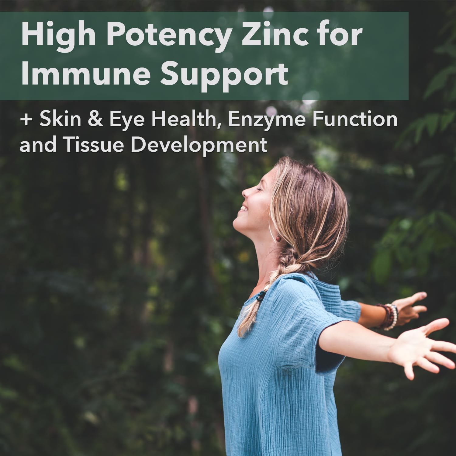 Organic Guava Leaf Zinc Supplements 22mg - Immune Support Complex, Vegan Chelated Zinc Citrate, 60 Capsules