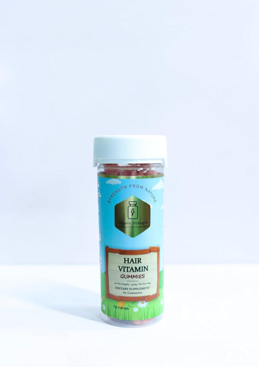 Organic Hair Vitamin Gummies with 5000 mg Biotin, VIT A, Folate (60 Count)