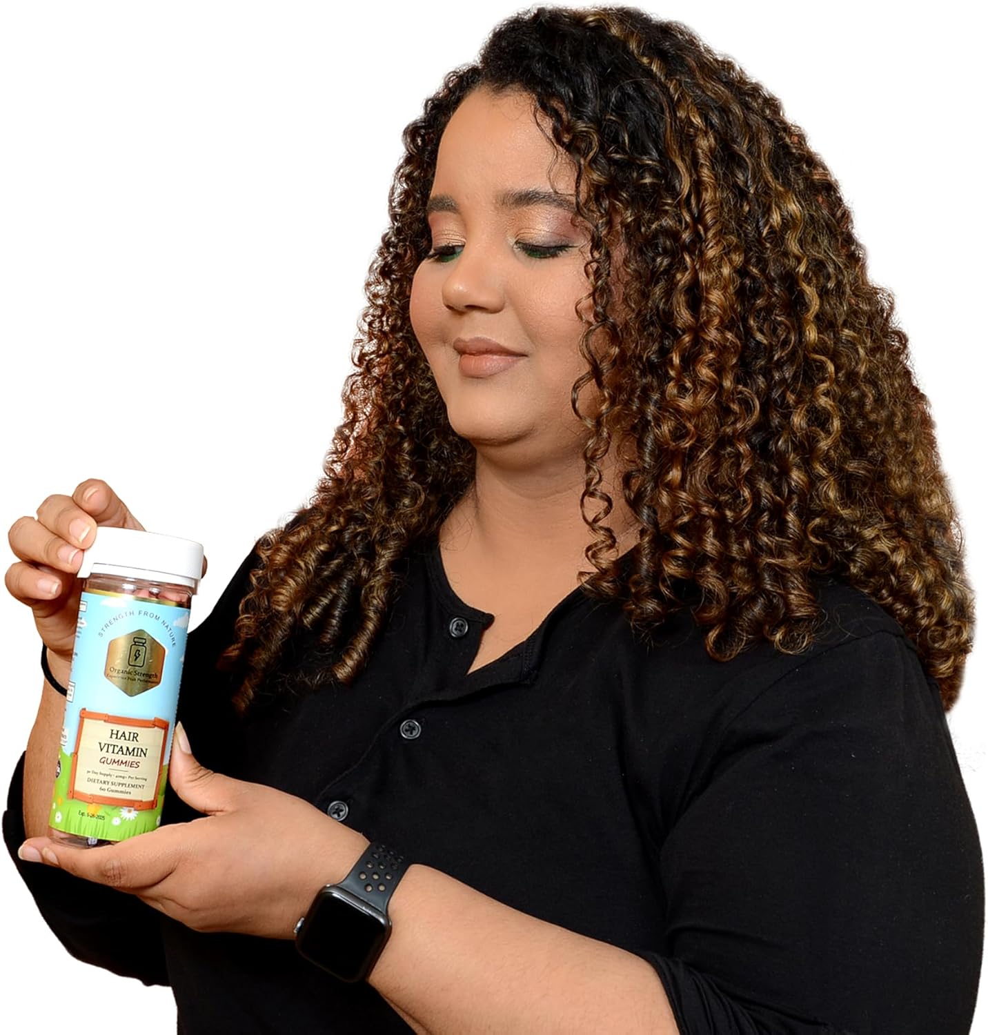 Organic Hair Vitamin Gummies with 5000 mg Biotin, VIT A, Folate (60 Count)