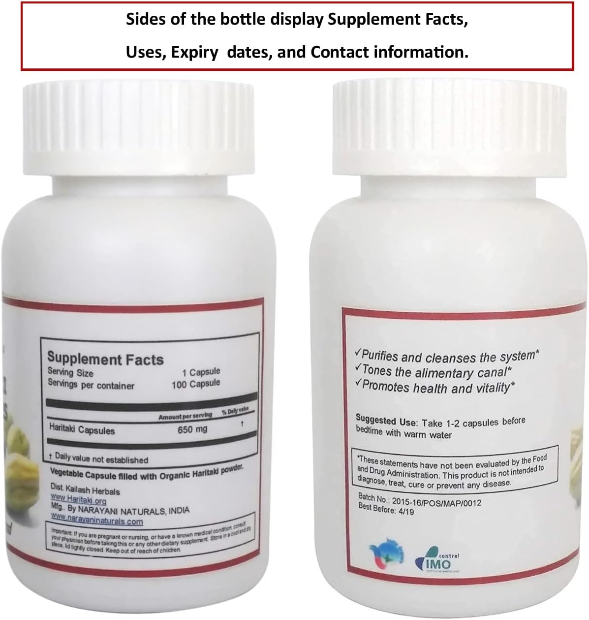 Organic Haritaki Capsules 2420MG for Improved Digestion, Detox & Brain Function - 100 Capsules Terminalia chebula | Vegan, Non-GMO