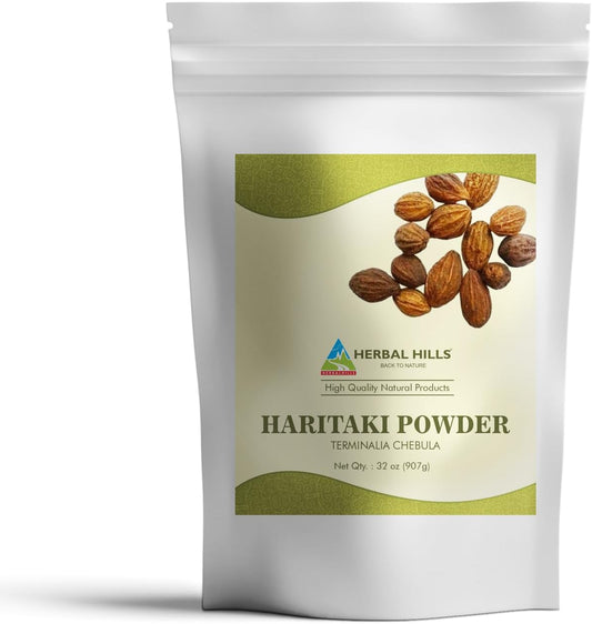 Organic Haritaki Powder Terminalia Chebula Inknut - 2lb/32oz - Single Pack by HERBAL HILLS