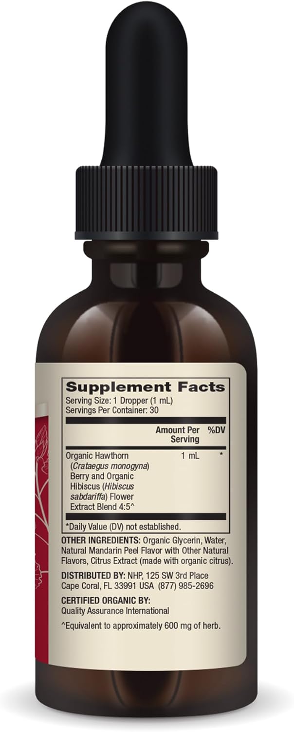 Organic Hawthorn and Hibiscus Liquid Drops Dietary Supplements by Dr. Mercola - 30 Servings, Non GMO, Gluten Free, USDA Organic