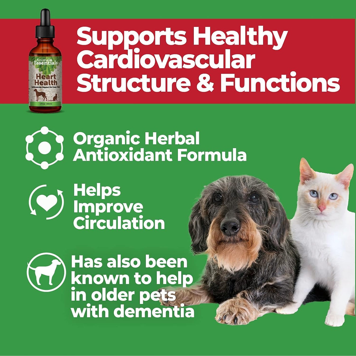 Organic Hawthorn Berry Herbal Tincture for Dogs & Cats - Cardiovascular Support Supplement, Healthy Heart Formula - 2 Fl Oz