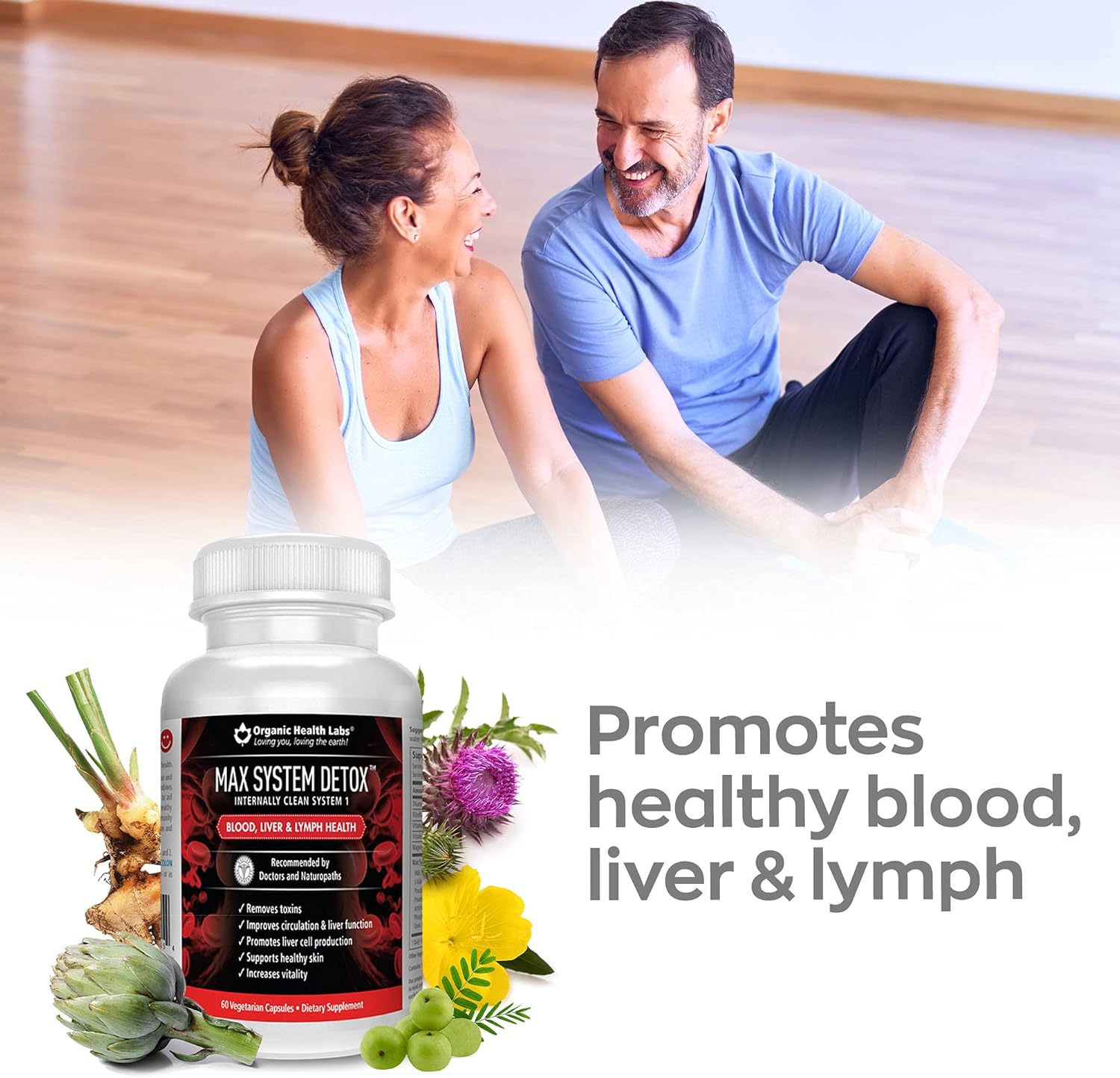 Organic Health Labs Max System Detox - Liver Cleanse Formula with Milk Thistle & Artichoke Extract - 60 Veg Capsules