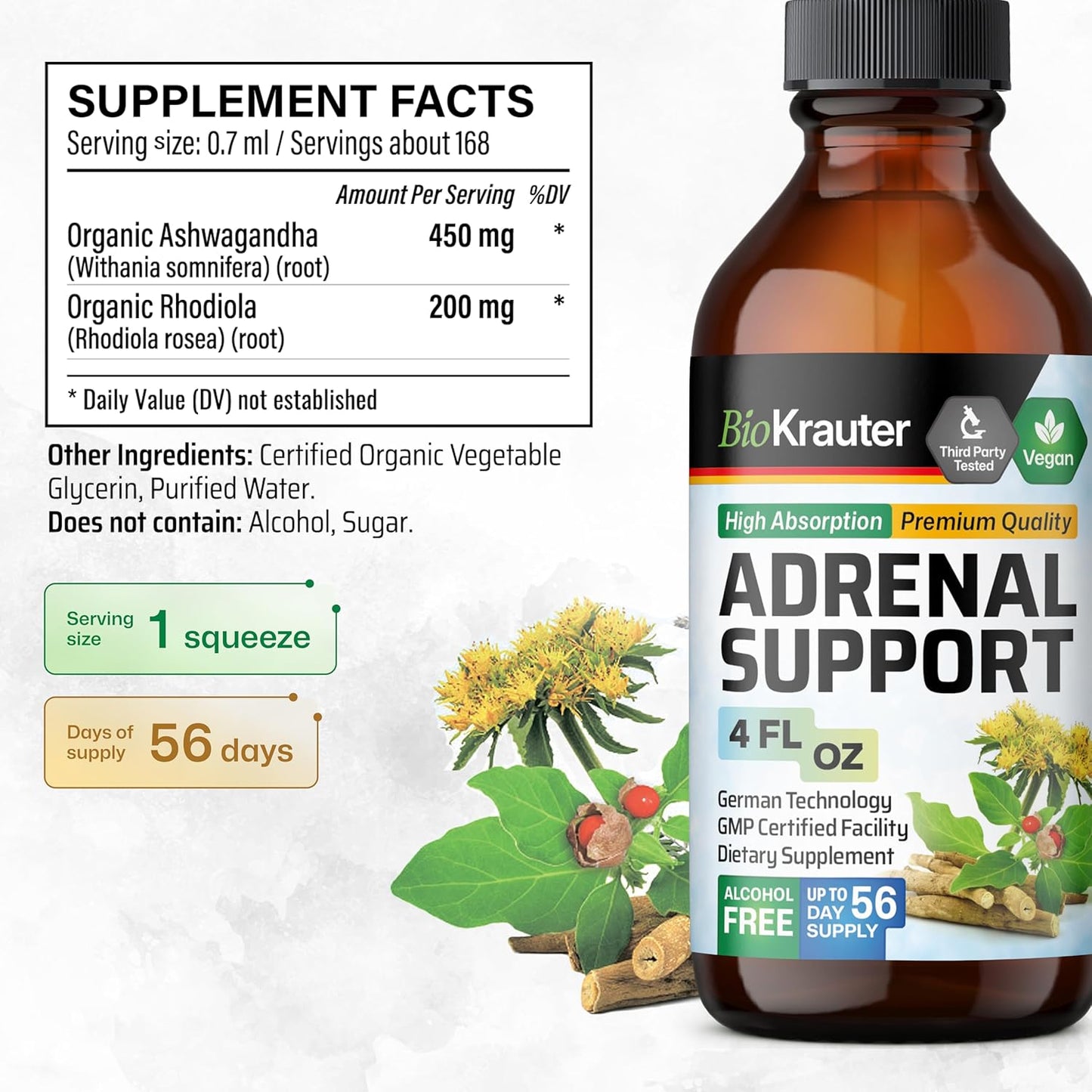 Organic Herbal Adrenal and Uric Acid Support Tinctures - 4 Fl. Oz. Each