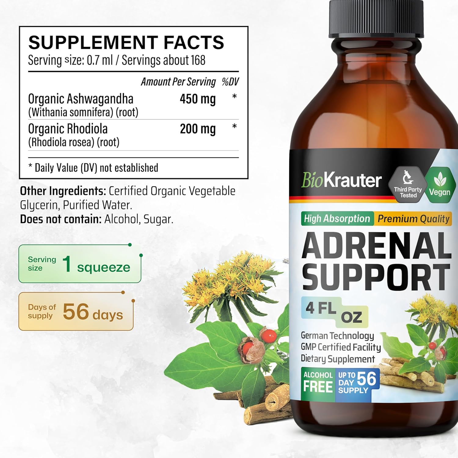 Organic Herbal Adrenal and Uric Acid Support Tinctures - 4 Fl. Oz. Each