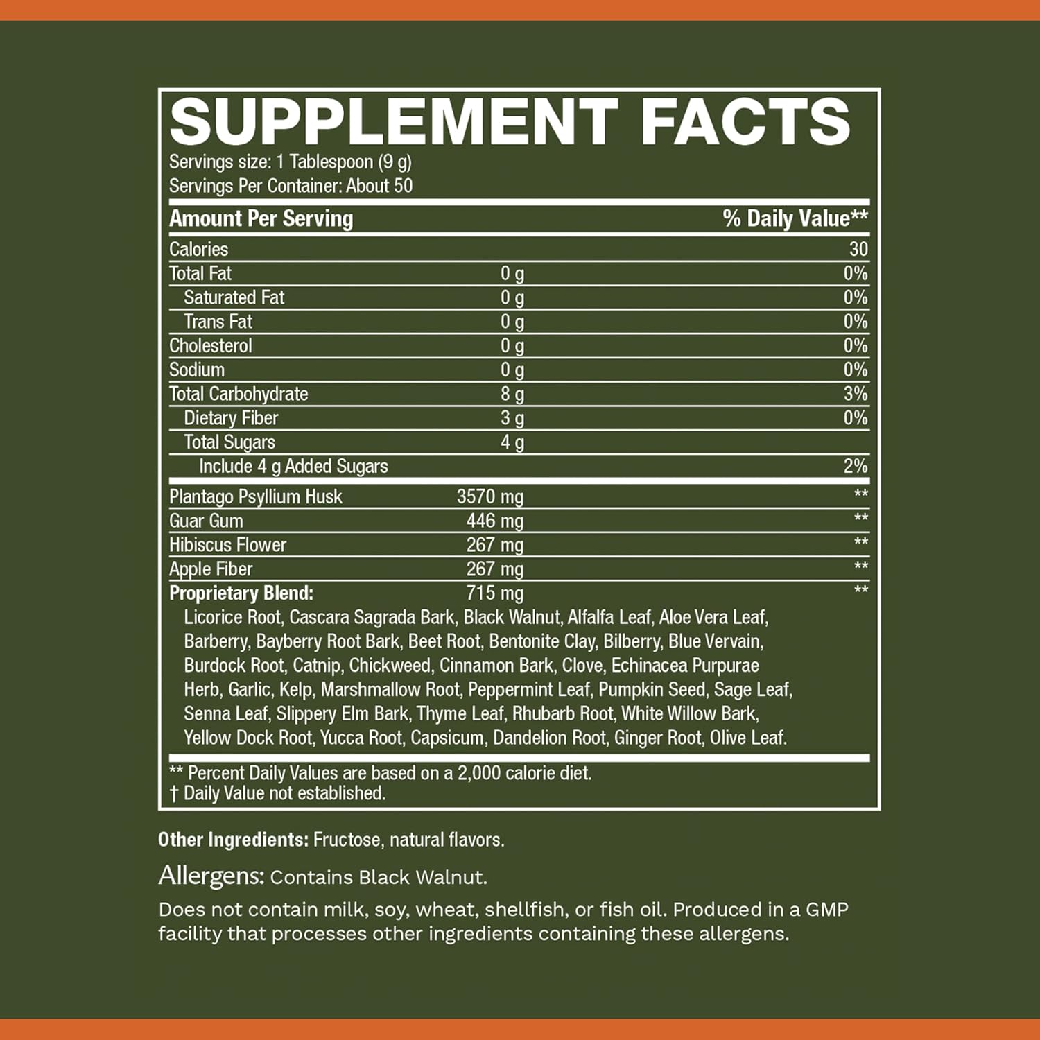 Organic Herbal Fiber Gut Health Drink with Apple Fiber - Non-GMO, Soy & Gluten-Free - 455g (50 Servings)