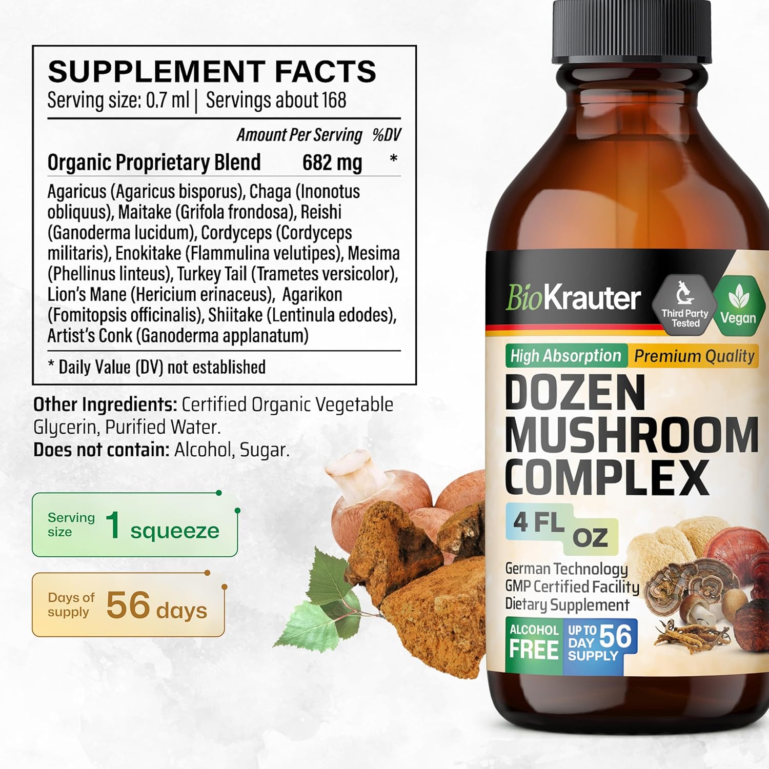 Organic Herbal Immunity Boost Bundle: Mushroom and Turmeric Tinctures 4 Fl. Oz. (Pack of 12)