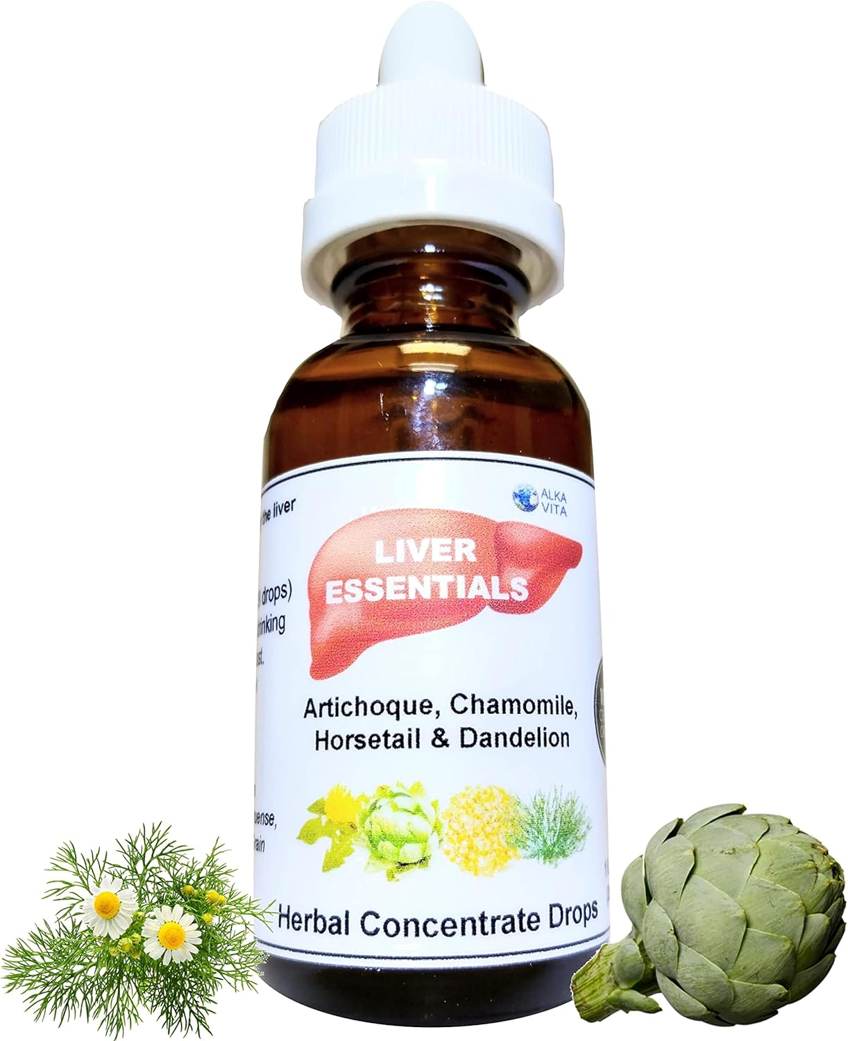 Organic Herbal Liver Cleanse Drops for Detox & Fatty Liver Support with Artichoke, Dandelion, Chamomile, and Horsetail Concentrate
