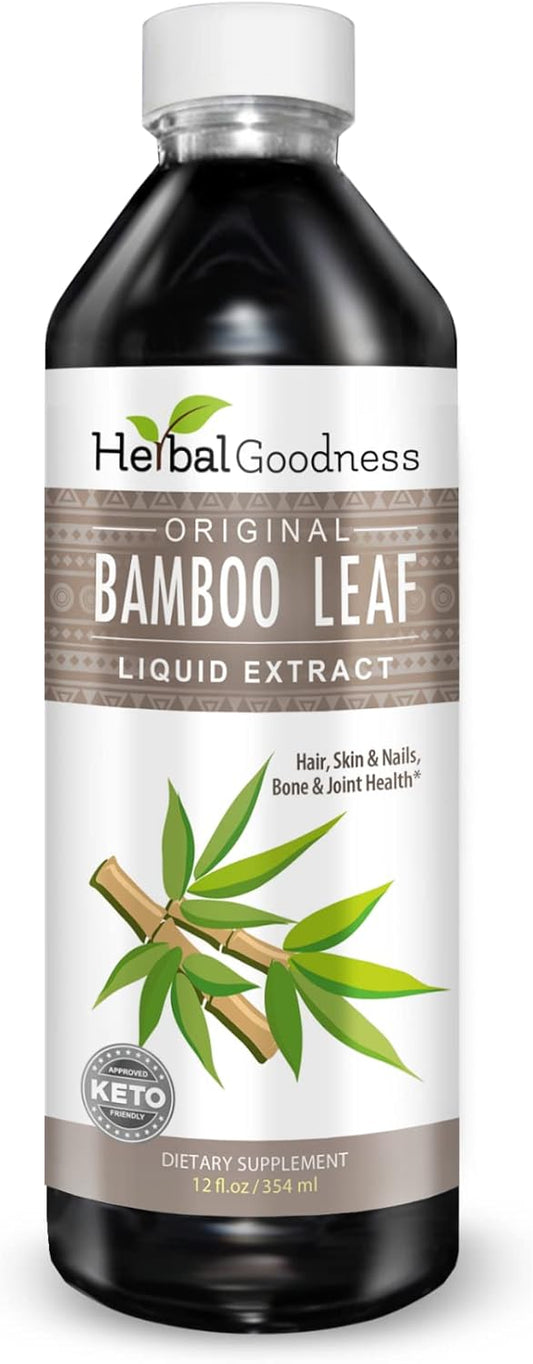 Organic Herbal Papaya Bamboo Silica Liquid Supplement - 12oz with Hair, Skin, Nails Vitamins for Bone and Joint Support