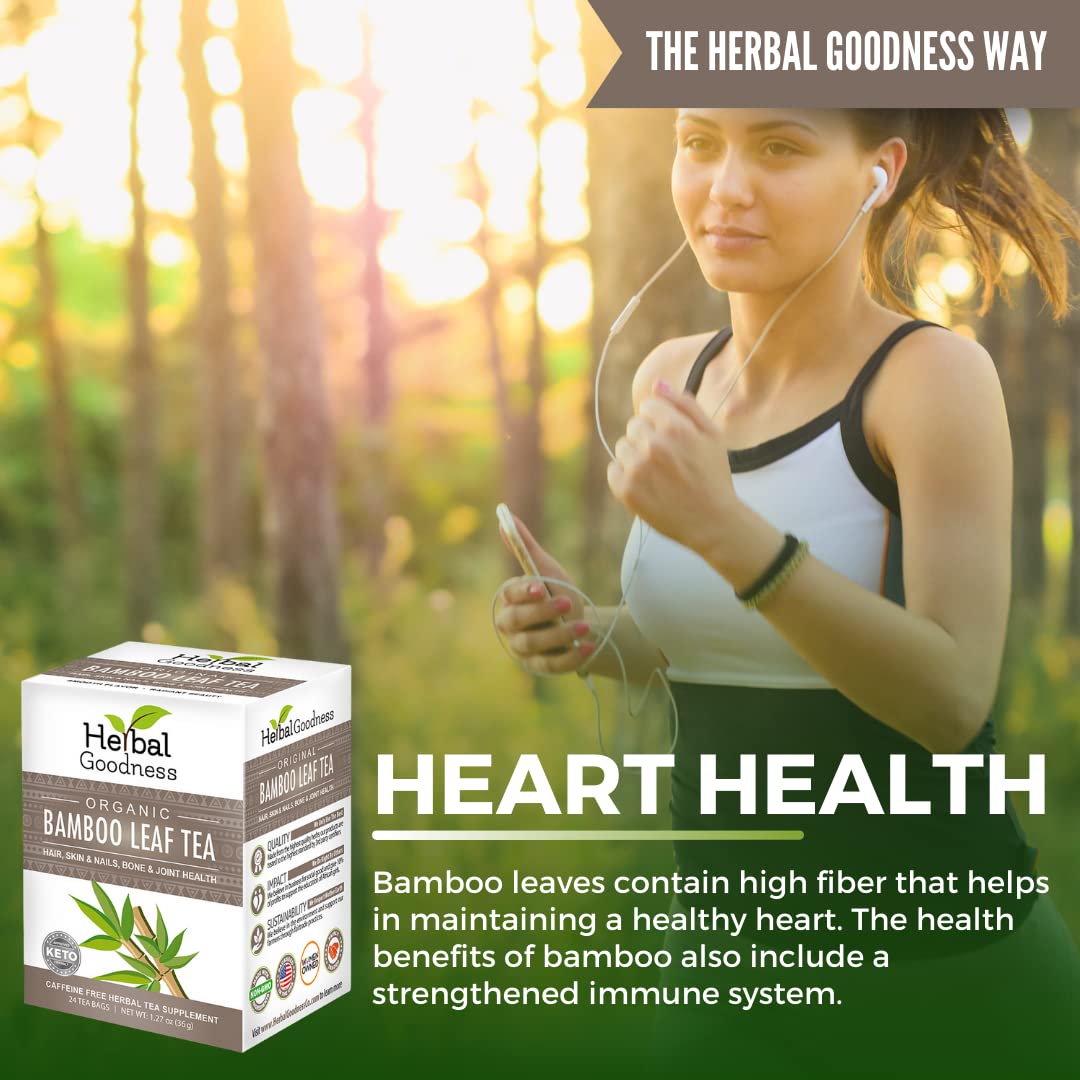 Organic Herbal Papaya Bamboo Silica Tea Bags for Hair, Skin, Nails - Collagen Tea for Digestion & Detox - Strengthen Teeth & Gum - Traditional Medicinals Supplement