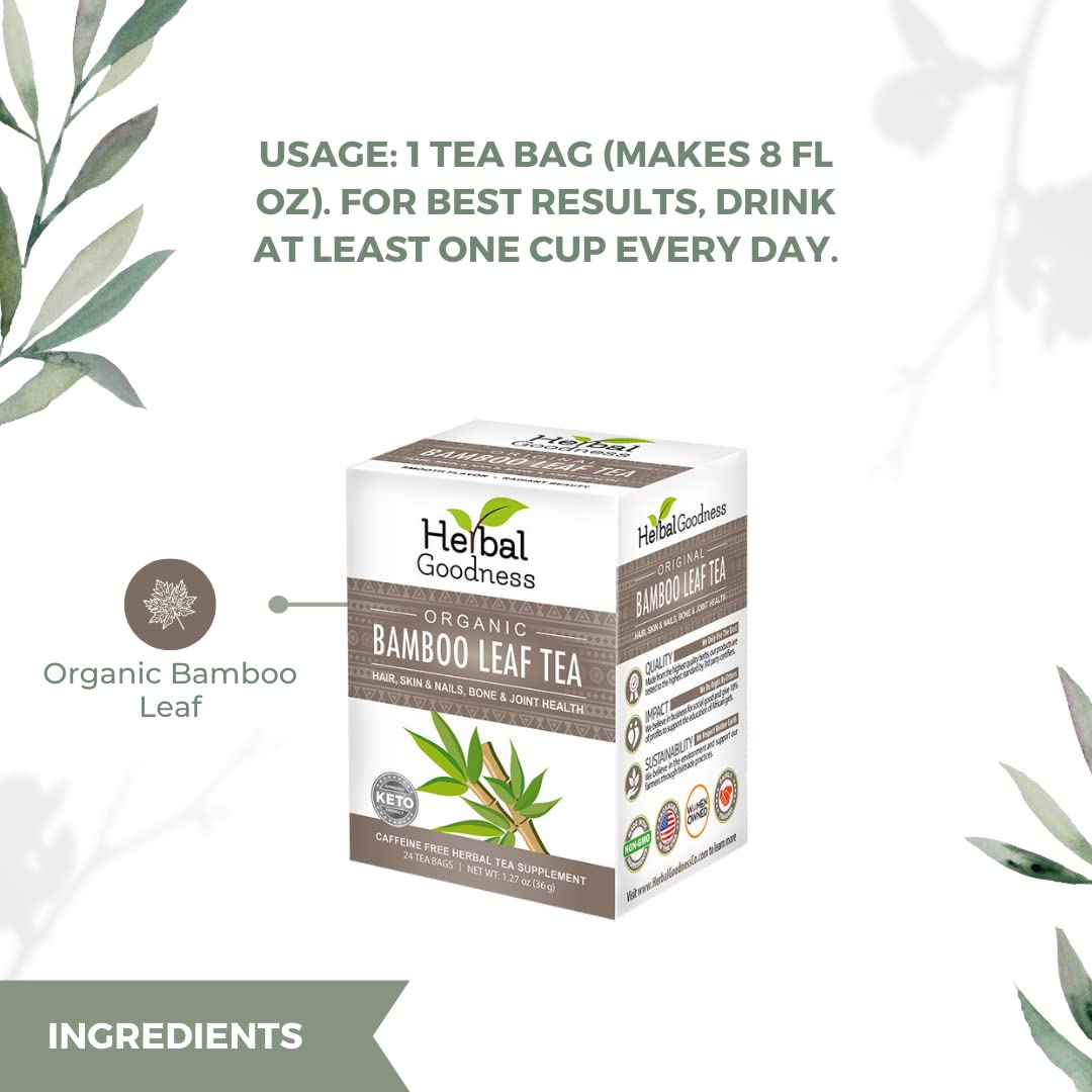 Organic Herbal Papaya Bamboo Silica Tea Bags for Hair, Skin, Nails - Collagen Tea for Digestion & Detox - Strengthen Teeth & Gum - Traditional Medicinals Supplement