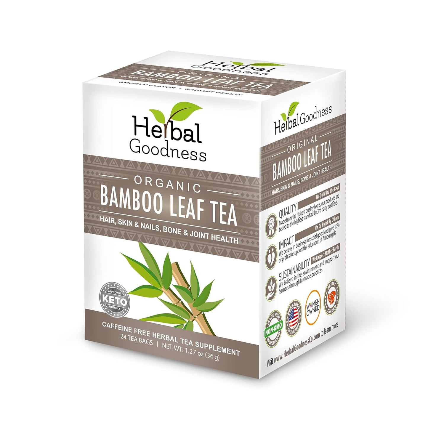 Organic Herbal Papaya Bamboo Silica Tea Bags for Hair, Skin, Nails - Collagen Tea for Digestion & Detox - Strengthen Teeth & Gum - Traditional Medicinals Supplement