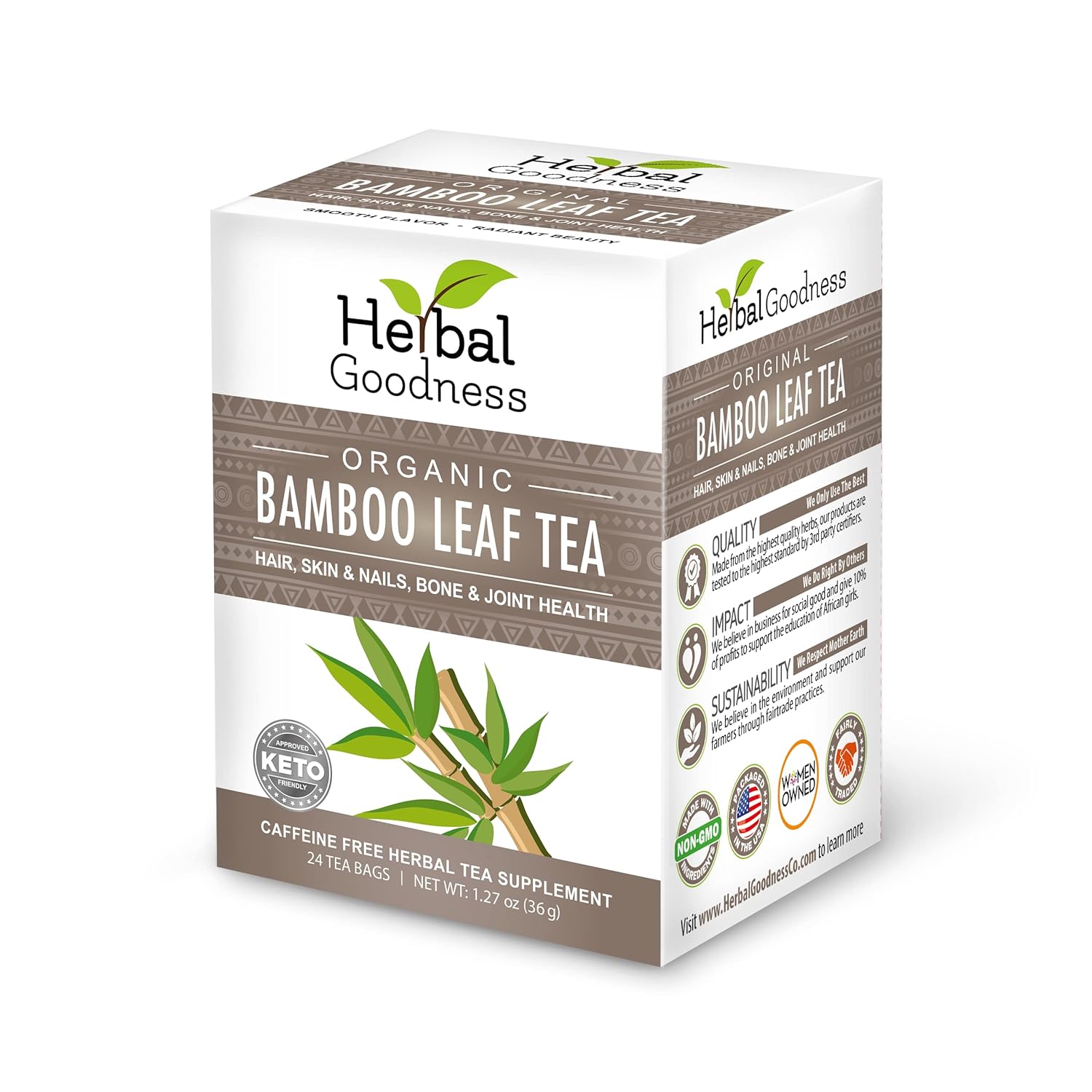 Organic Herbal Papaya Bamboo Silica Tea Bags for Hair, Skin, Nails - Collagen Tea for Digestion & Detox - Strengthen Teeth & Gum - Traditional Medicinals Supplement