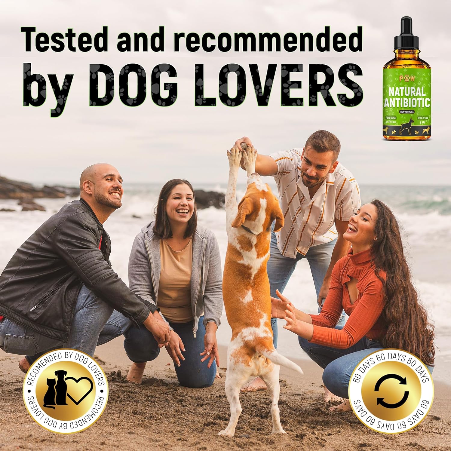 Organic Herbal Supplement for Dogs | Natural Antibiotics for All Breeds & Ages | Supports Ear, Kidney, & Bladder Health | Promotes Hips, Joints, Skin, & Coat Care | 2 Oz Bottle