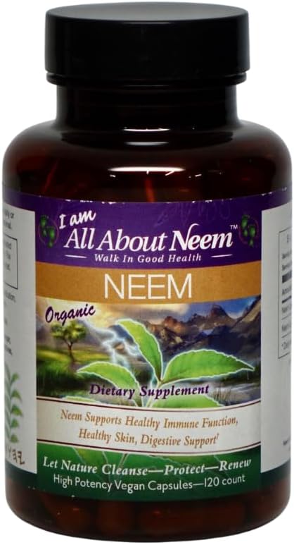 Organic High Potency Neem Leaf Capsules - 1,500mg with Neem Leaf Extract | Herbal Supplement - 120 Count | All About Neem, Inc.