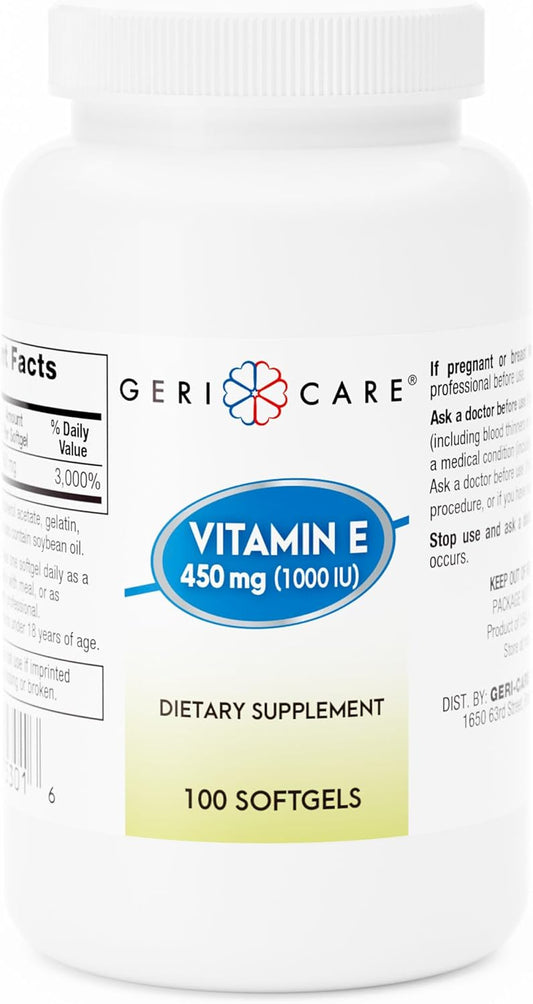 Organic High-Potency Vitamin E Capsules - 1000 IU for Skin & Immune Support - 100 Count - Alternative to Nature Bounty & Solgar - Women and Men
