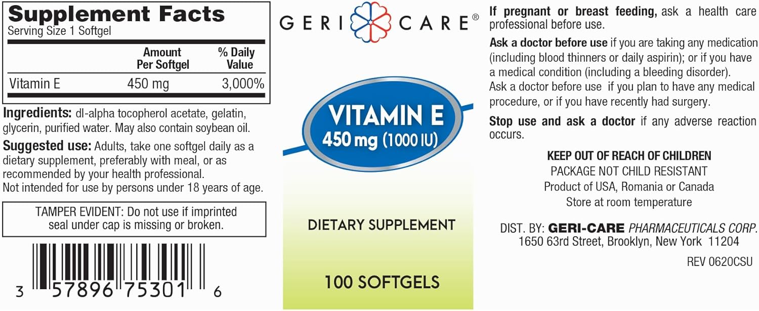 Organic High-Potency Vitamin E Capsules - 1000 IU for Skin & Immune Support - 100 Count - Alternative to Nature Bounty & Solgar - Women and Men