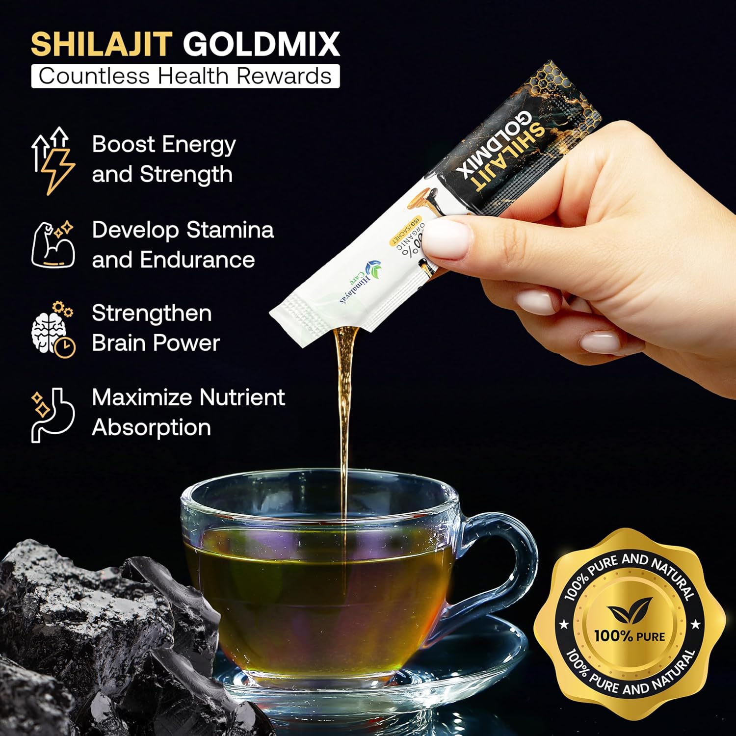 Organic Himalaya Shilajit Honey Sticks for Energy Boost & Immune Support (7 Pack)