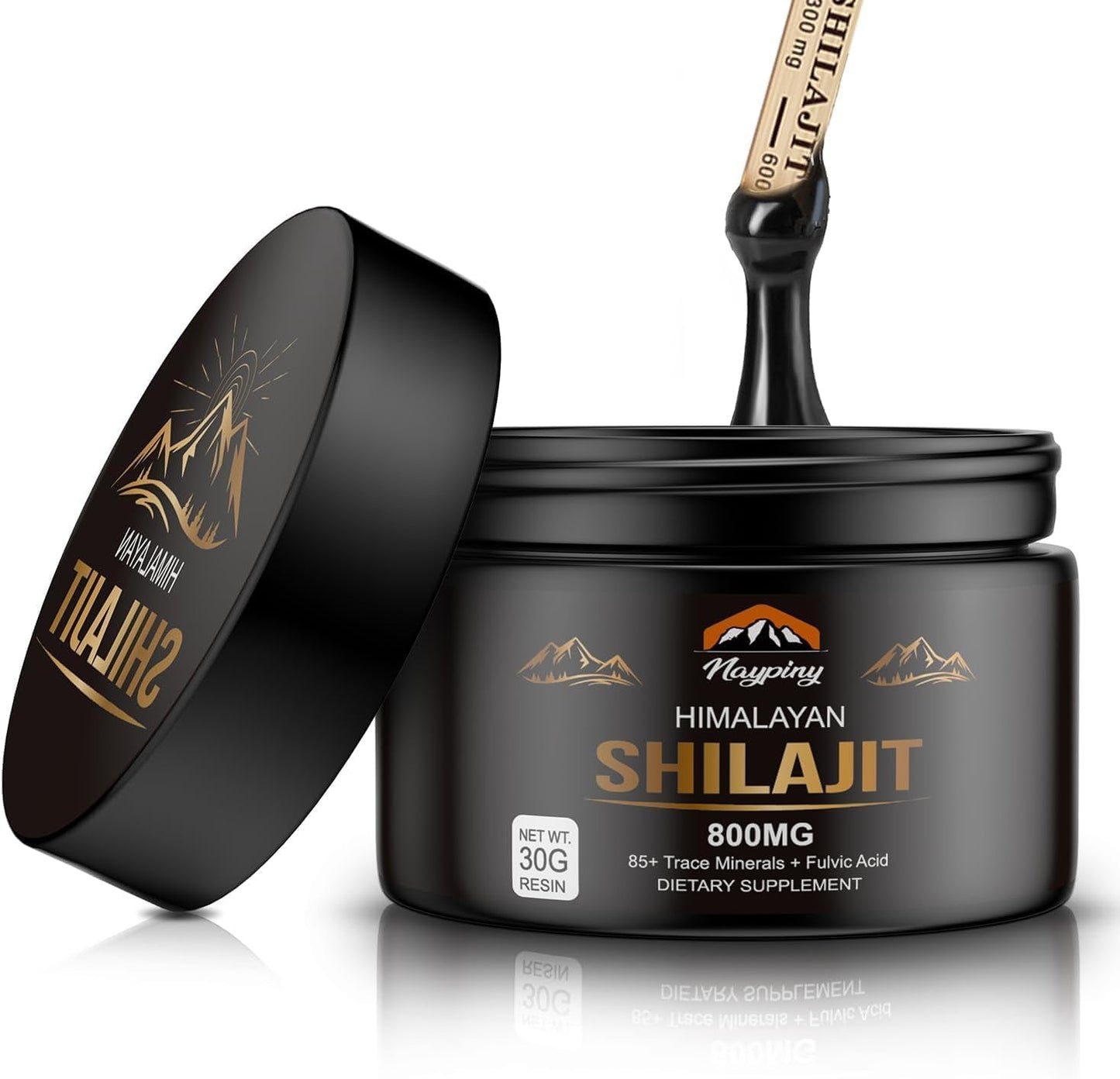 Organic Himalayan Shilajit Resin - 800mg Gold Grade with Fulvic Acid & 85+ Trace Minerals for Energy, Strength, Immunity