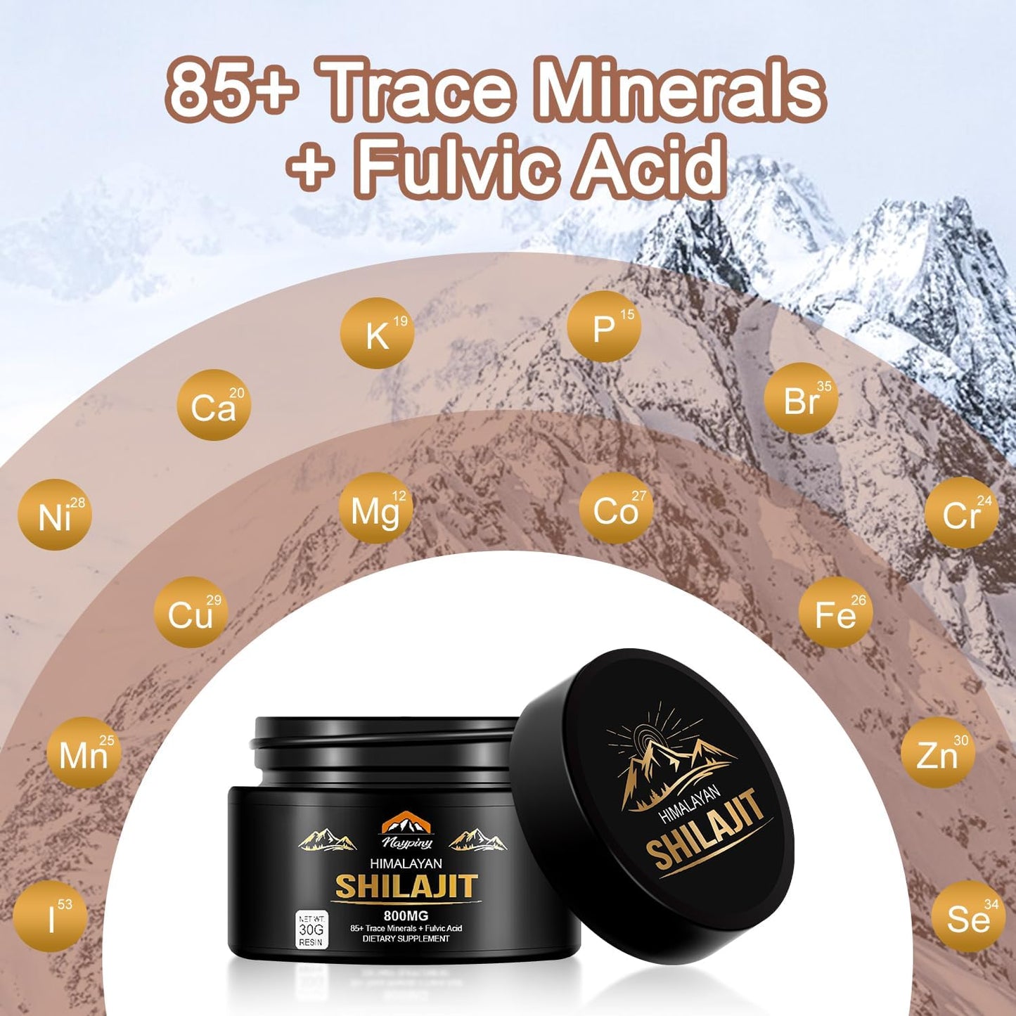 Organic Himalayan Shilajit Resin 800mg - High Potency with 85+ Trace Minerals & Fulvic Acid for Energy, Immune Support - Men & Women - 30g