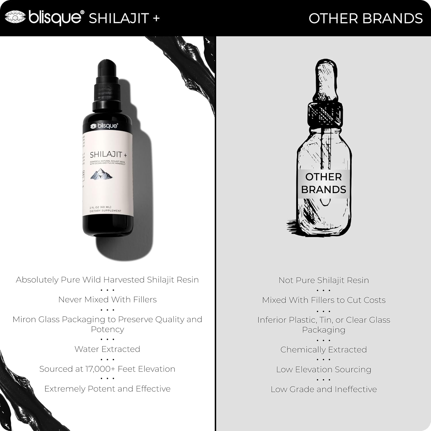 Organic Himalayan Shilajit Resin Drops with Fulvic Acid - Detox, Cleanse, Immune Support, Brain Boost - 2 FL OZ