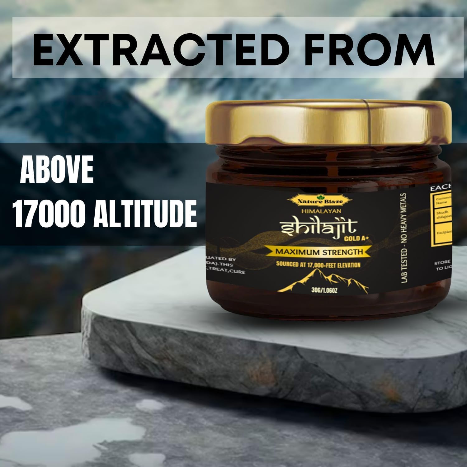 Organic Himalayan Shilajit Resin Energy Boost & Immune Support for Men and Women - 30Gm/1.0 Ounce