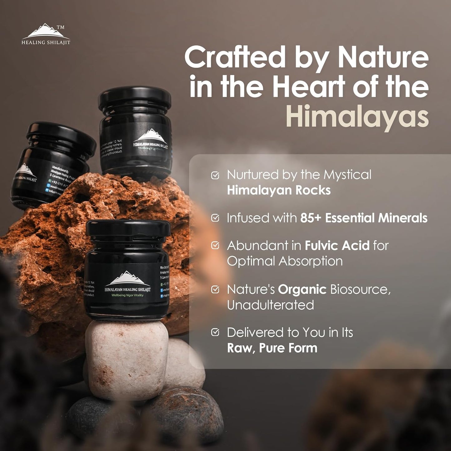 Organic Himalayan Shilajit Resin Supplement | 150g | Contains Fulvic Acid & Trace Minerals | Authentic Himalayan Healing Formula