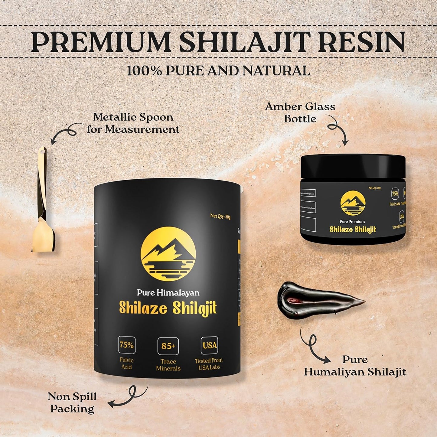 Organic Himalayan Shilajit Resin Supplement for Men and Women - Pure and Natural Formula