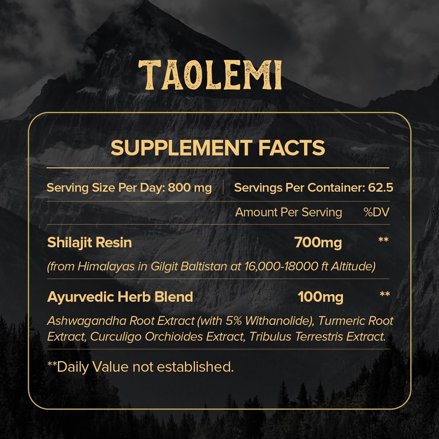 Organic Himalayan Shilajit Resin with 85+ Trace Minerals for Energy & Immune Support - Gold Grade 800MG, 60+ Servings