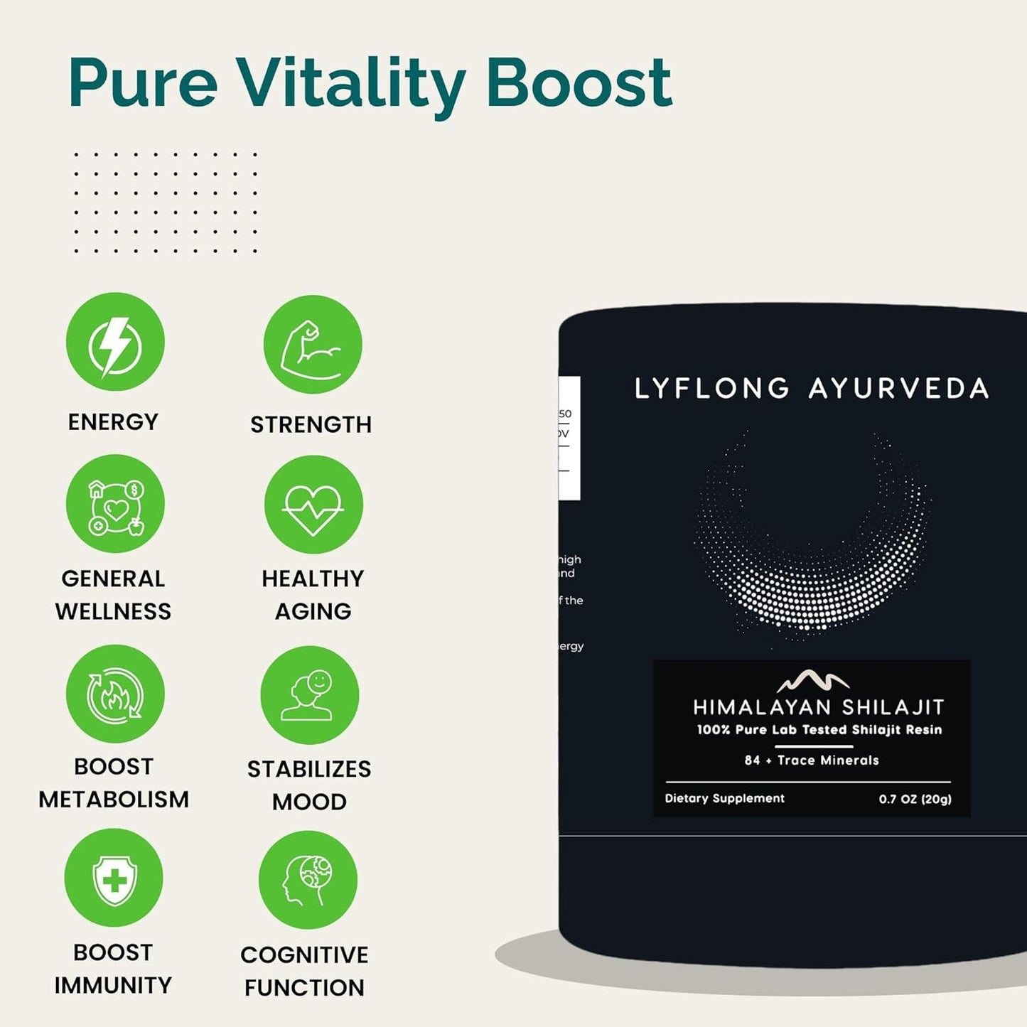 Organic Himalayan Shilajit with 75%+ Fulvic Acid & 84+ Trace Minerals - Men & Women - Lab Tested - 50 Servings