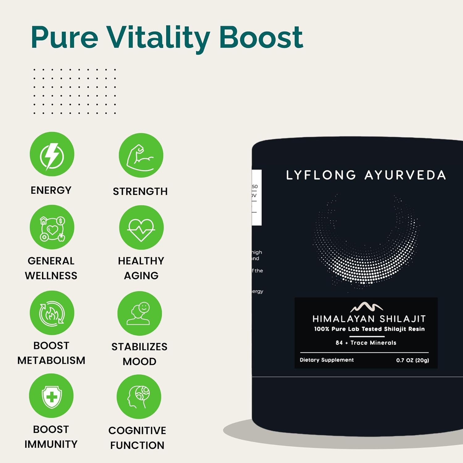 Organic Himalayan Shilajit with 75%+ Fulvic Acid & 84+ Trace Minerals - Men & Women - Lab Tested - 50 Servings