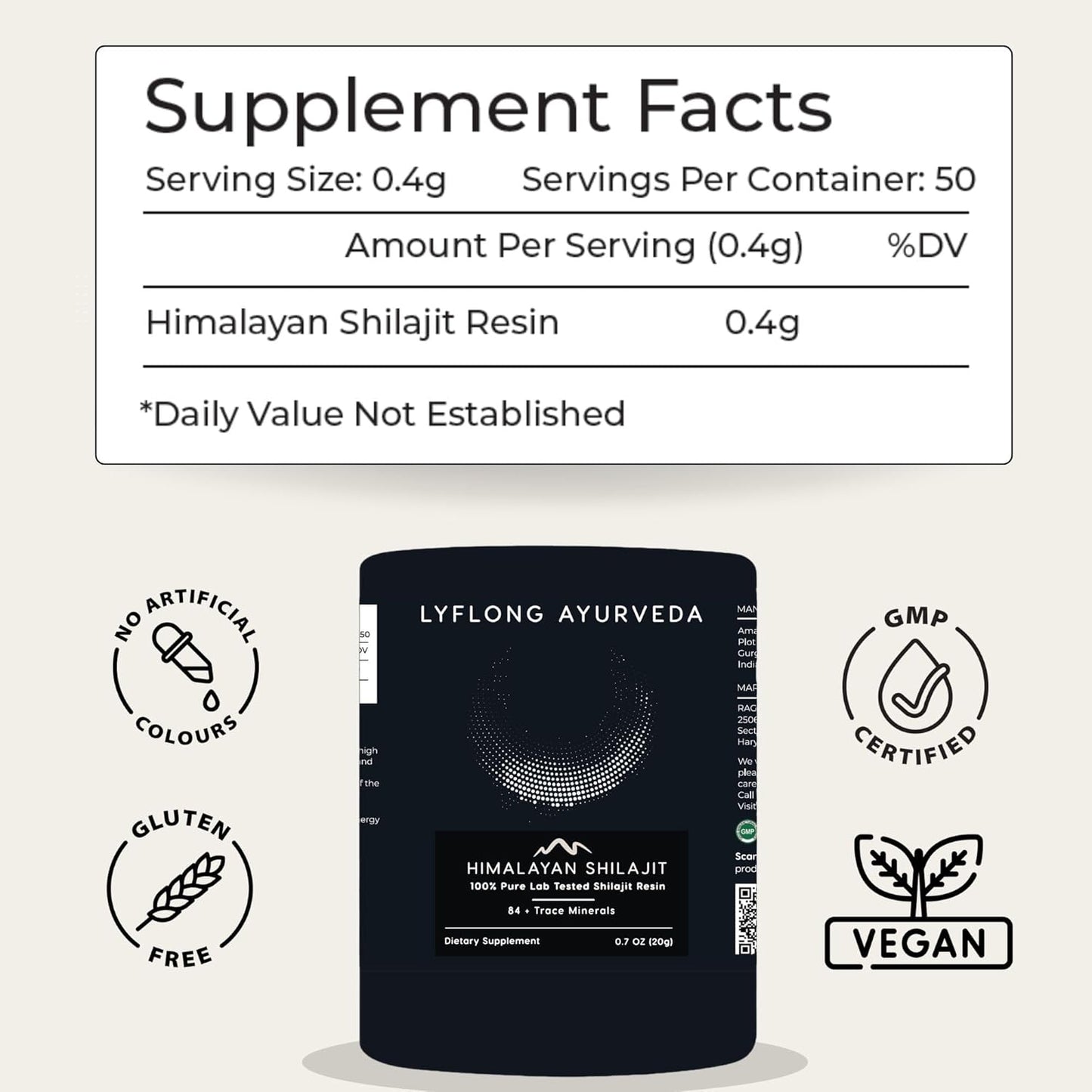 Organic Himalayan Shilajit with 75%+ Fulvic Acid & 84+ Trace Minerals - Men & Women - Lab Tested - 50 Servings