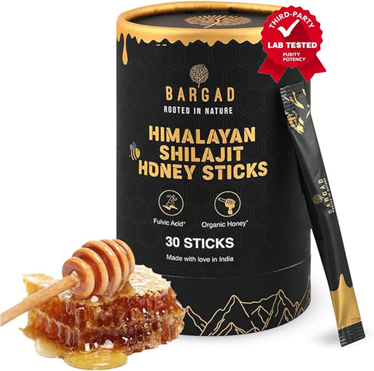 Organic Honey & Saffron Infused Bargad Himalayan Shilajit Sticks (30 Count) | Convenient Single Use | Boosts Energy & Immunity with 85+ Trace Minerals