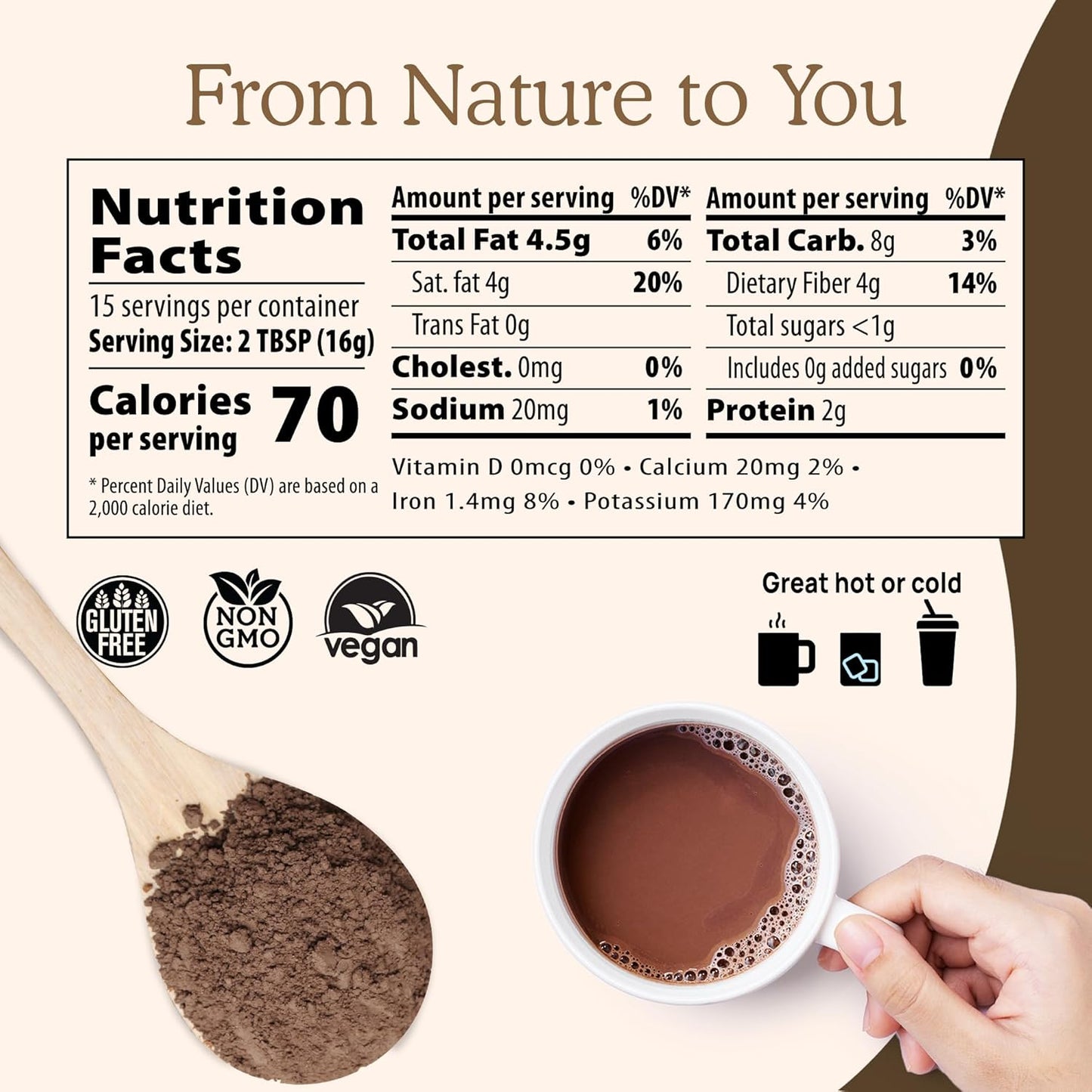 Organic Hot Chocolate Mix with 5 Mushroom Defenders - Vegan Cacao Powder Supplement