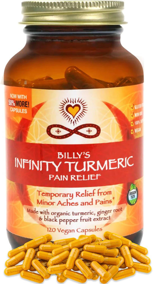 Organic Infinity Greens Turmeric Capsules with High Potency Curcumin, Black Pepper, and Ginger - Raw, Vegan, Gluten Free