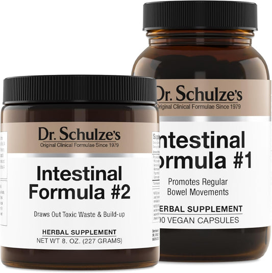 Organic Intestinal Formula #1 Capsules (90 ct) & Intestinal Formula #2 (8 oz) by Dr. Schulze - Herbal Supplements