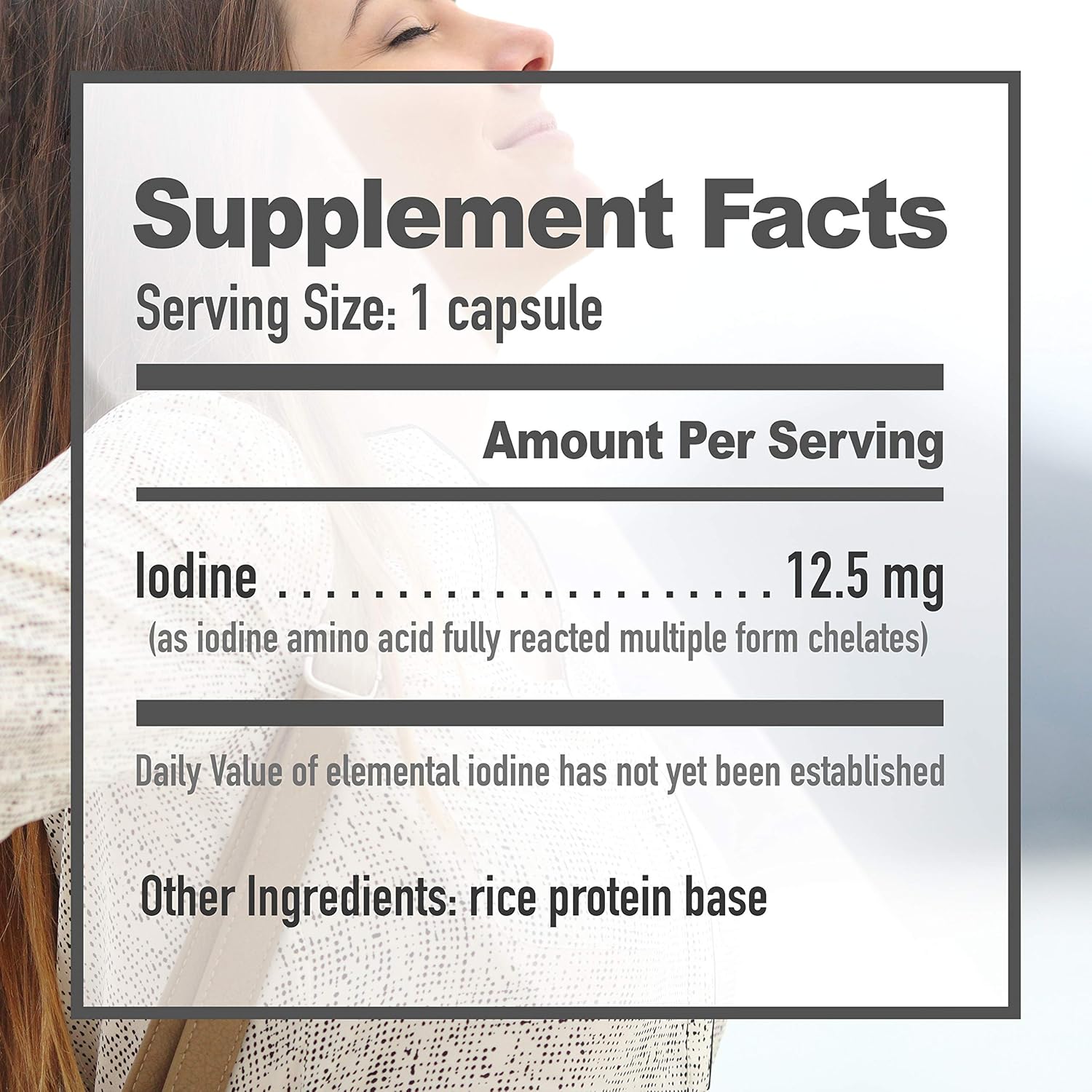 Organic Iodine Amino Acid Chelate Supplement - 500 Vegan Caps - Gluten Free - Small Capsules