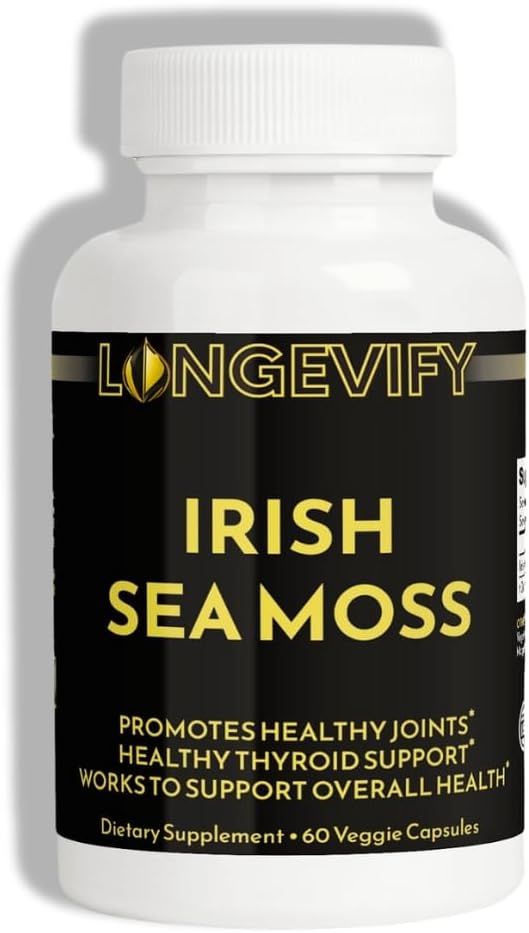 Organic Irish Sea Moss Capsules - High-Potency Vegan Superfood for Wellness and Immunity Boost