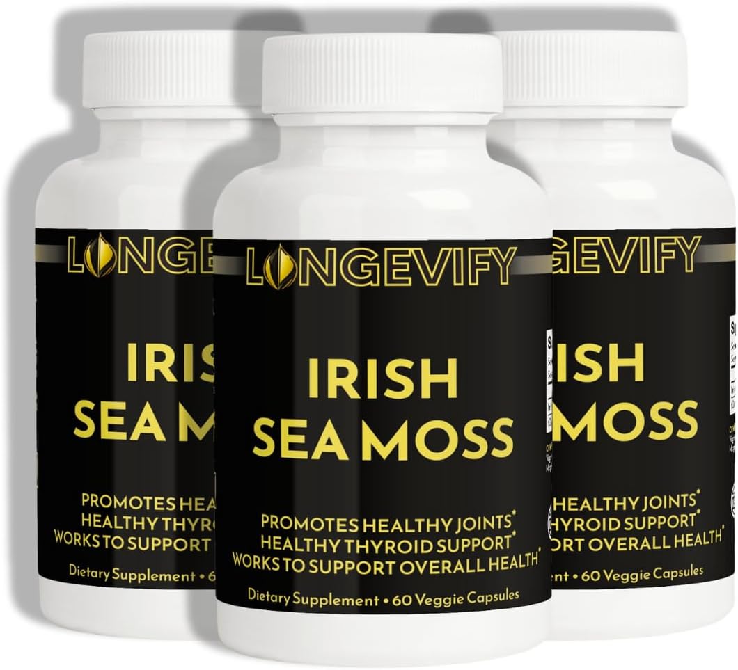 Organic Irish Sea Moss Capsules - High-Potency Vegan Superfood for Wellness and Immunity Boost