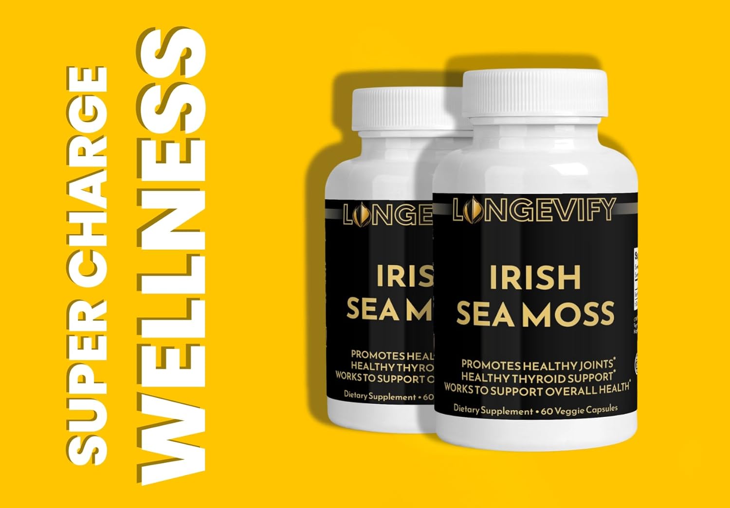 Organic Irish Sea Moss Capsules - High-Potency Vegan Superfood for Wellness and Immunity Boost