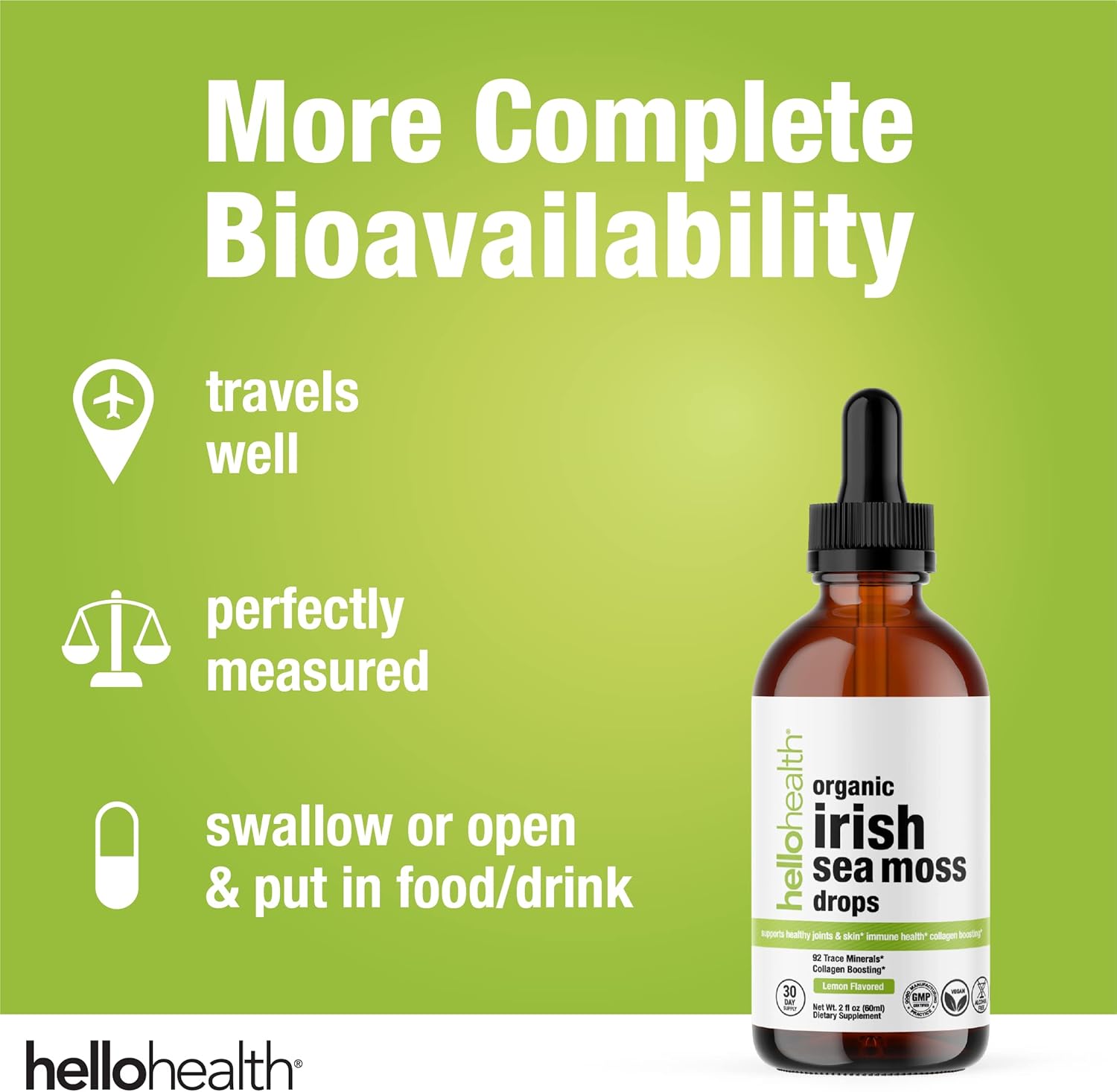 Organic Irish Sea Moss Drops with Burdock Root and Bladderwrack - 1000mg Superfood Supplement for Immune, Thyroid, Gut, Skin & Joint Health - 2oz