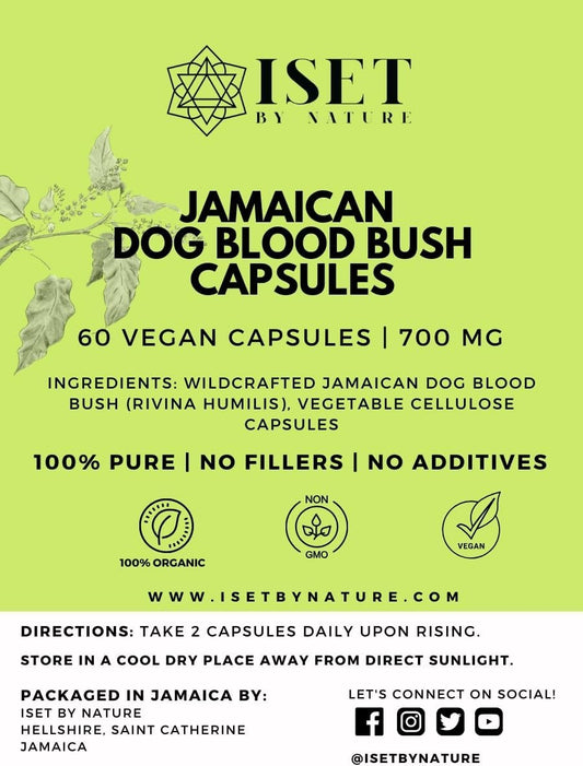 Organic Jamaican Dog Blood Bush Capsules 1400mg - Women's Fertility & Hormone Balance Support - 60 Capsules, Vegan & PCOS Relief